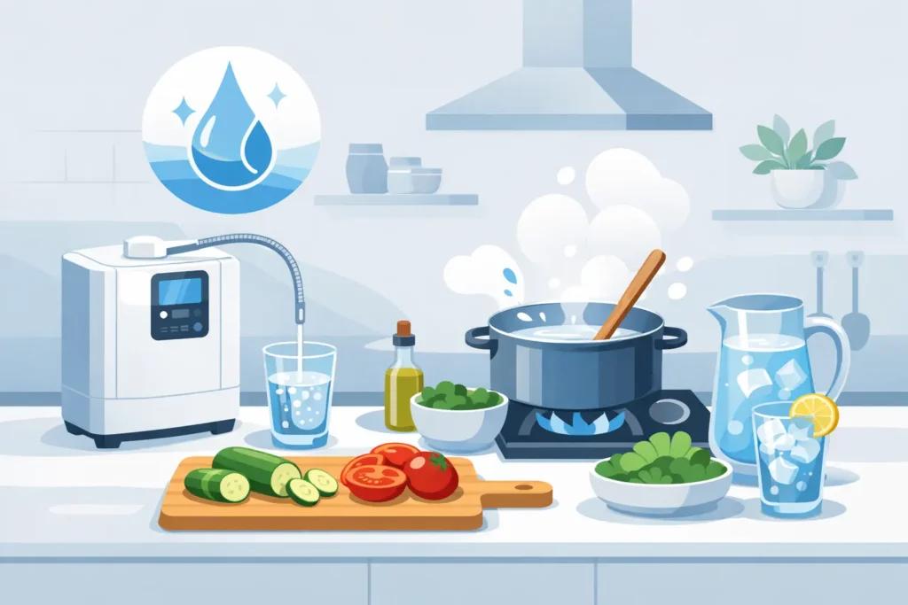 Como usar água Kangen na cozinha