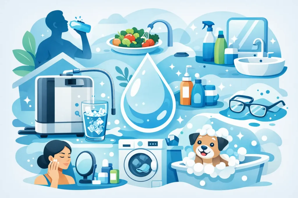 7 usos da água Kangen em casa