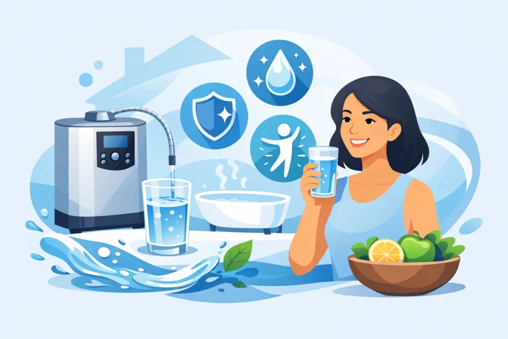 Benefícios reais da água antioxidante em casa